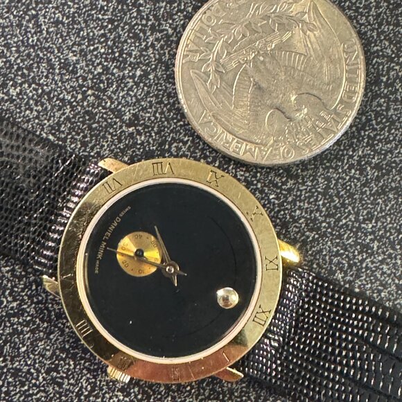 Vintage NOS in Box Designer Gold Daniel Mink Gold Dot Swiss Luxury Watch - Picture 10 of 10